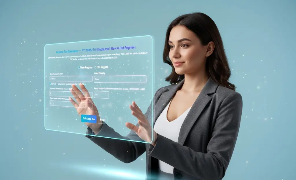 Income Tax Calculator — FY 2025-26 1 interface of income tax calculator india fy 2025-26