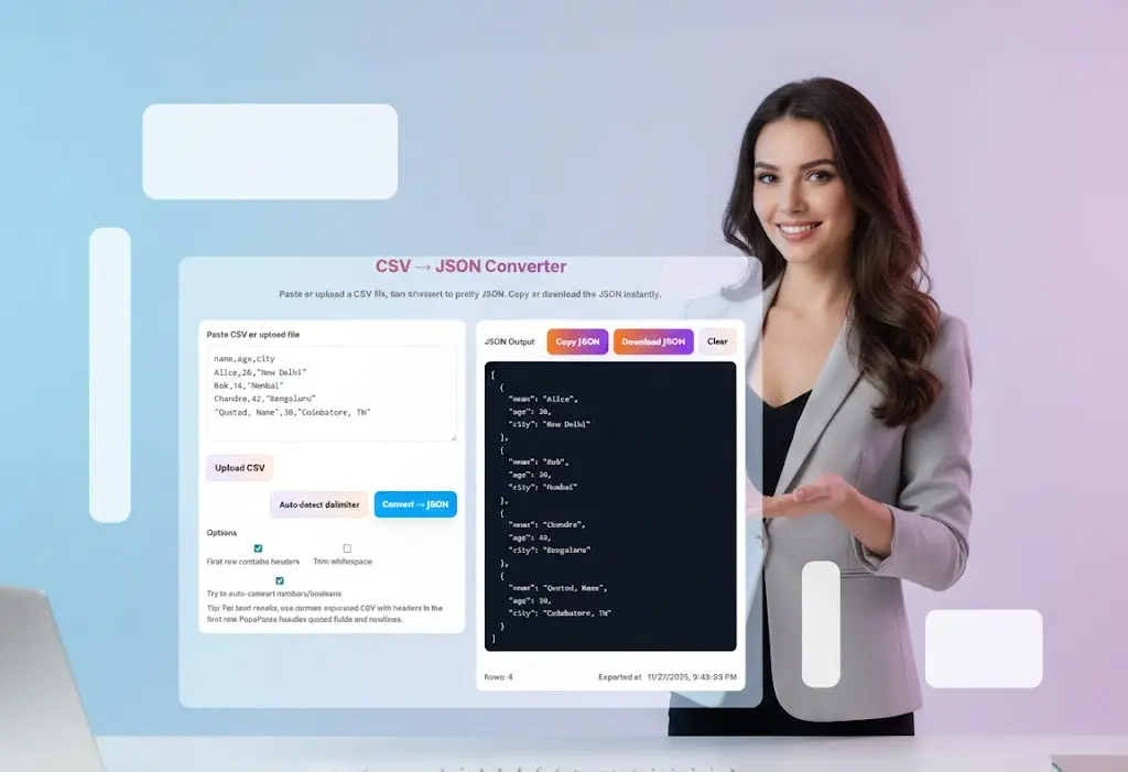 CSV TO JSON Converter 2 CSV to JSON Converter Online Tool Preview promoted by women