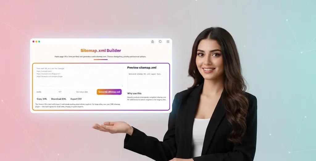 Web developer explaining sitemap.xml benefits and best practices for faster Google indexing and website crawling