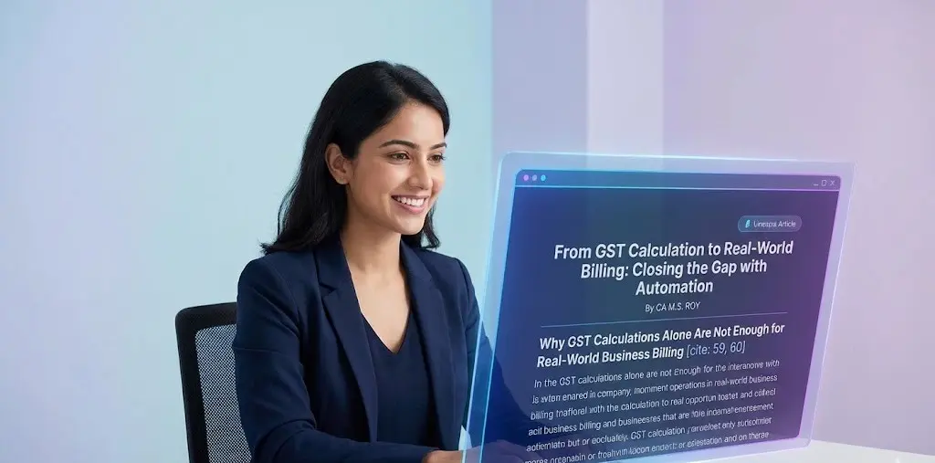 Woman reviewing results from an online business and finance calculator tool
