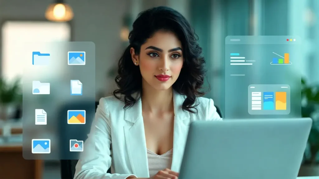 AI and productivity tools interface showing document, image and writing helpers in a browser-based workspace”