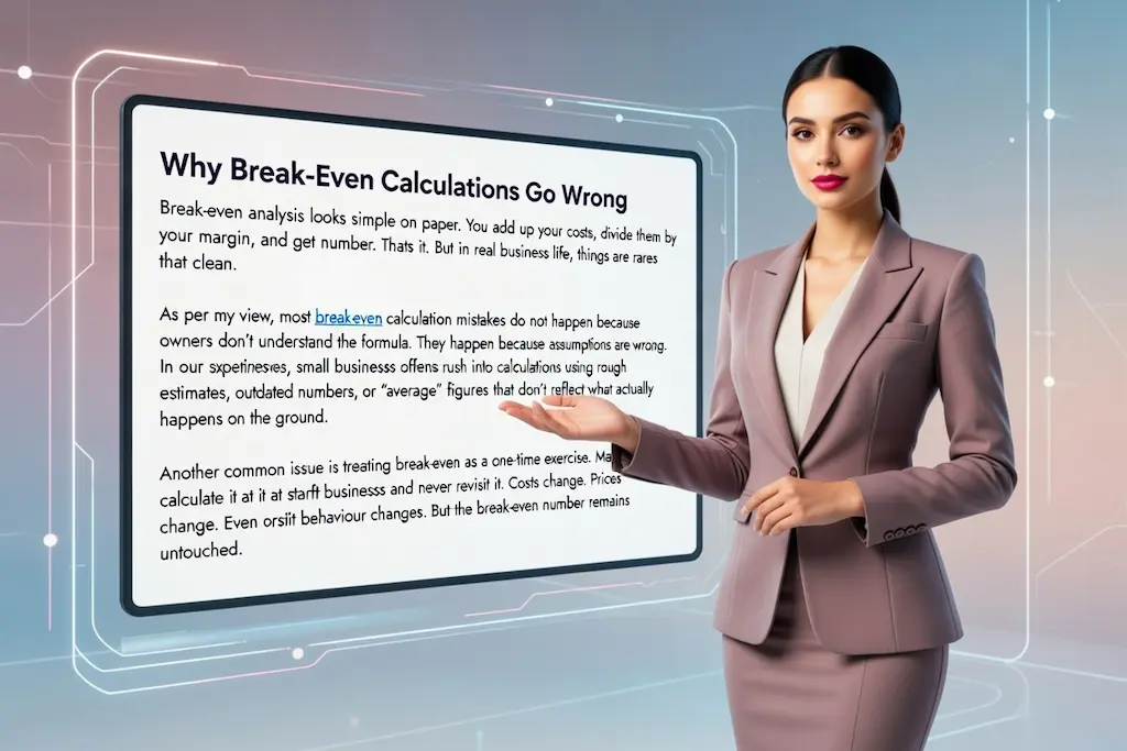 presentation on break-even calculation-why it goes wrong