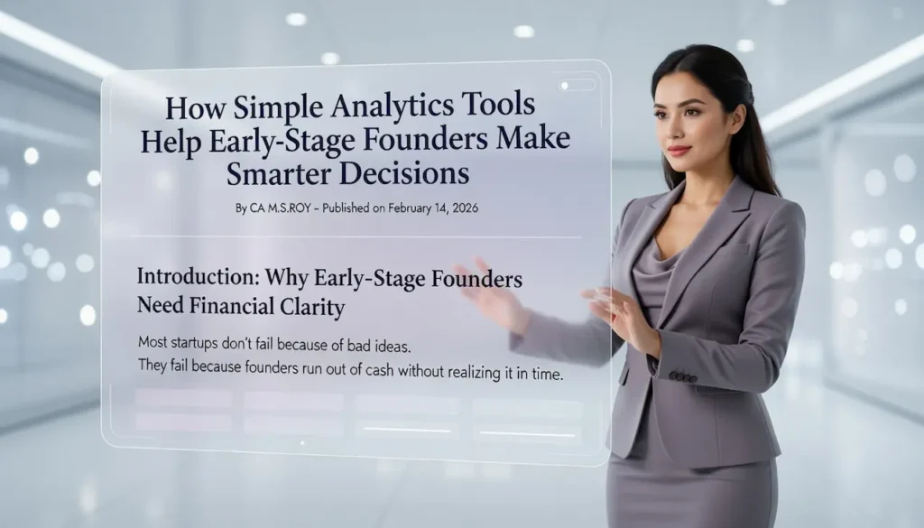 How Simple Analytics Tools Help Early-Stage Founders Make Smarter Decisions 2 Early-stage founder reviewing financial metrics like burn rate and cash runway