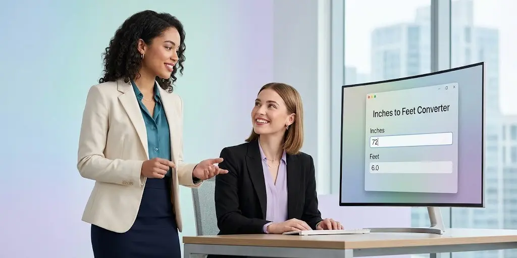 Inches To Feet Converter 2 profession showing digital dashboard of inches to feet conversion tools
