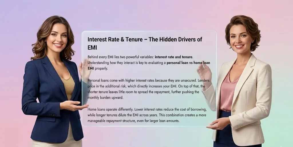 Personal Loan vs Home Loan EMI: Key Differences You Must Know (2026 Guide) 3 personal loan vs home loan interest rate and tenure impact on EMI