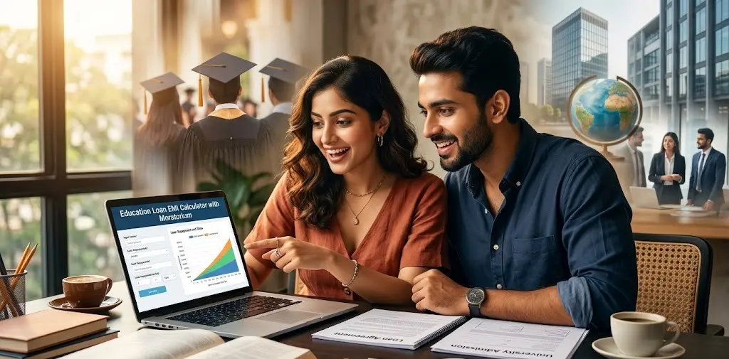 Education Loan EMI Calculator with Moratorium 1