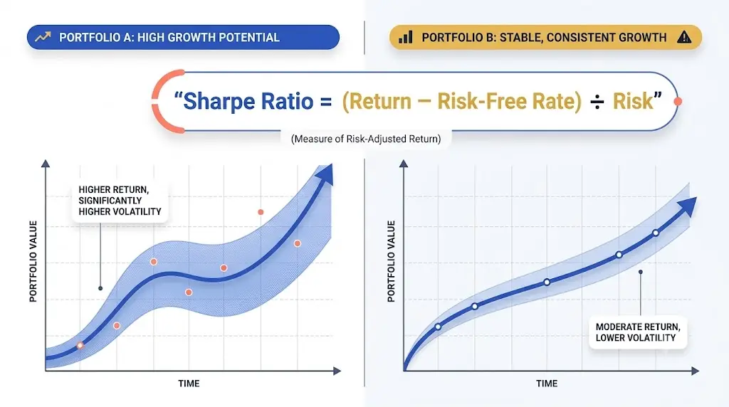 Sharpe Ratio formula for measuring risk adjusted investment return